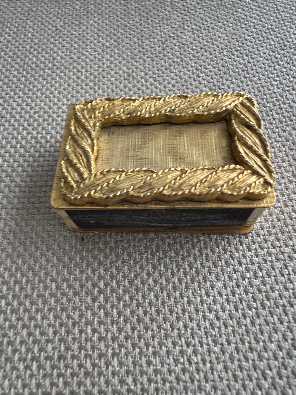 Gold Decorative vintage match box with ash tray top made in Sweden